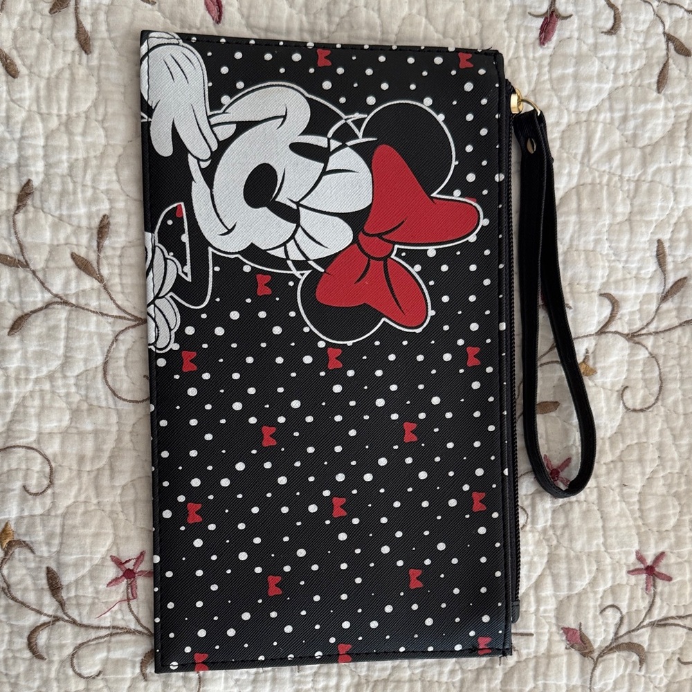 Minnie Mouse Black and Red Polka Dot Wristlet